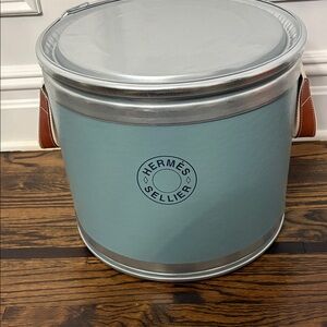 Brand new Hermes saddle storage box blue